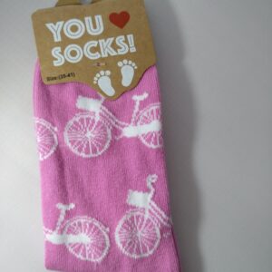 Roze sokken met fiets